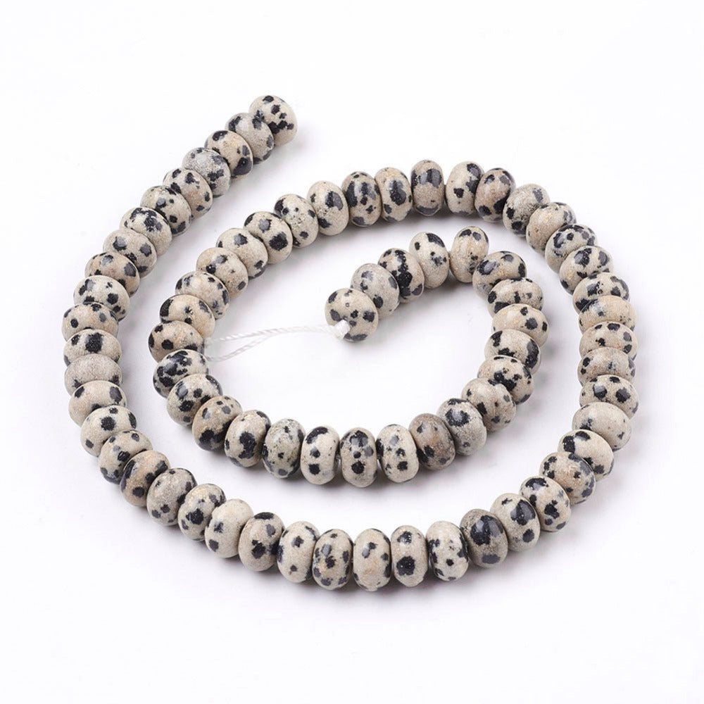 Cream/Black Dalmatian Jasper Beads Plain Rondelle 5mm x 8mm Strand Of 70+