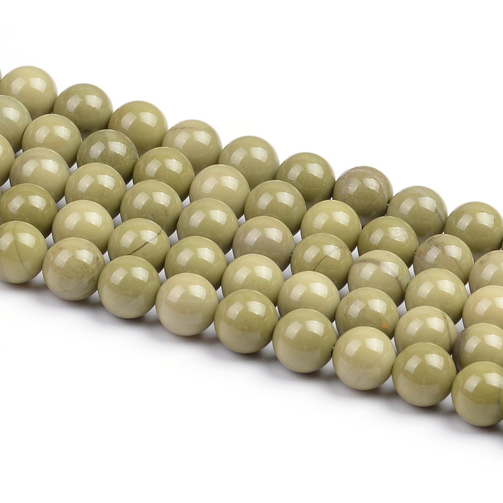 Green Alashan Agate Beads Plain Round 8mm Strand Of 45+