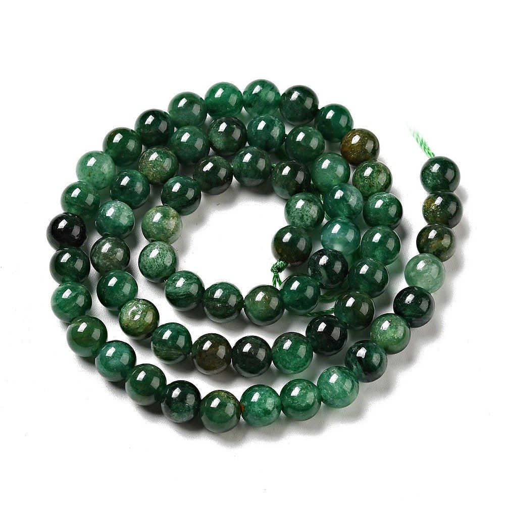 Dark Green Fuchsite Beads Plain Round 6mm Strand Of 60+