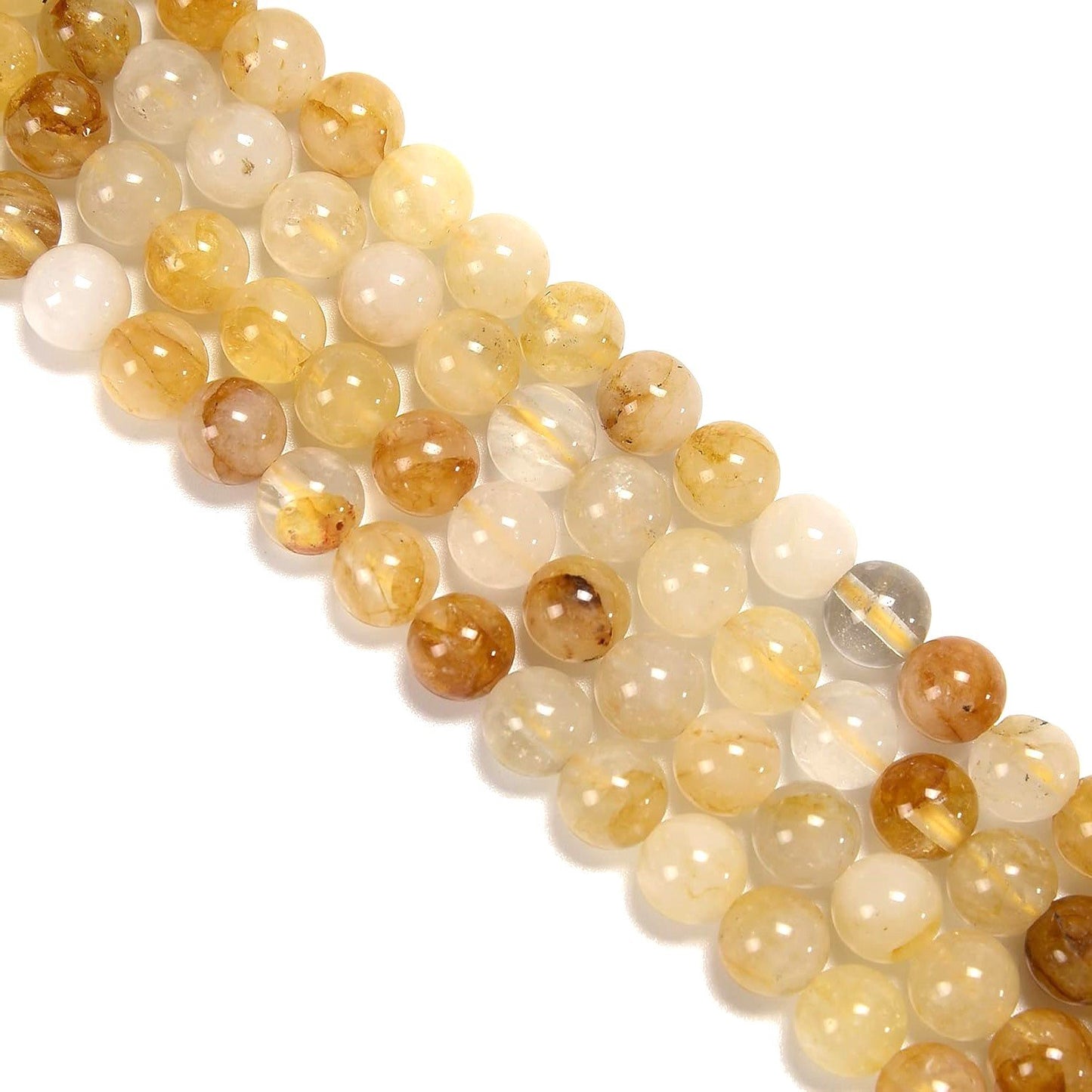 Yellow Golden Healer Quartz Beads Plain Round 6mm Strand Of 57+