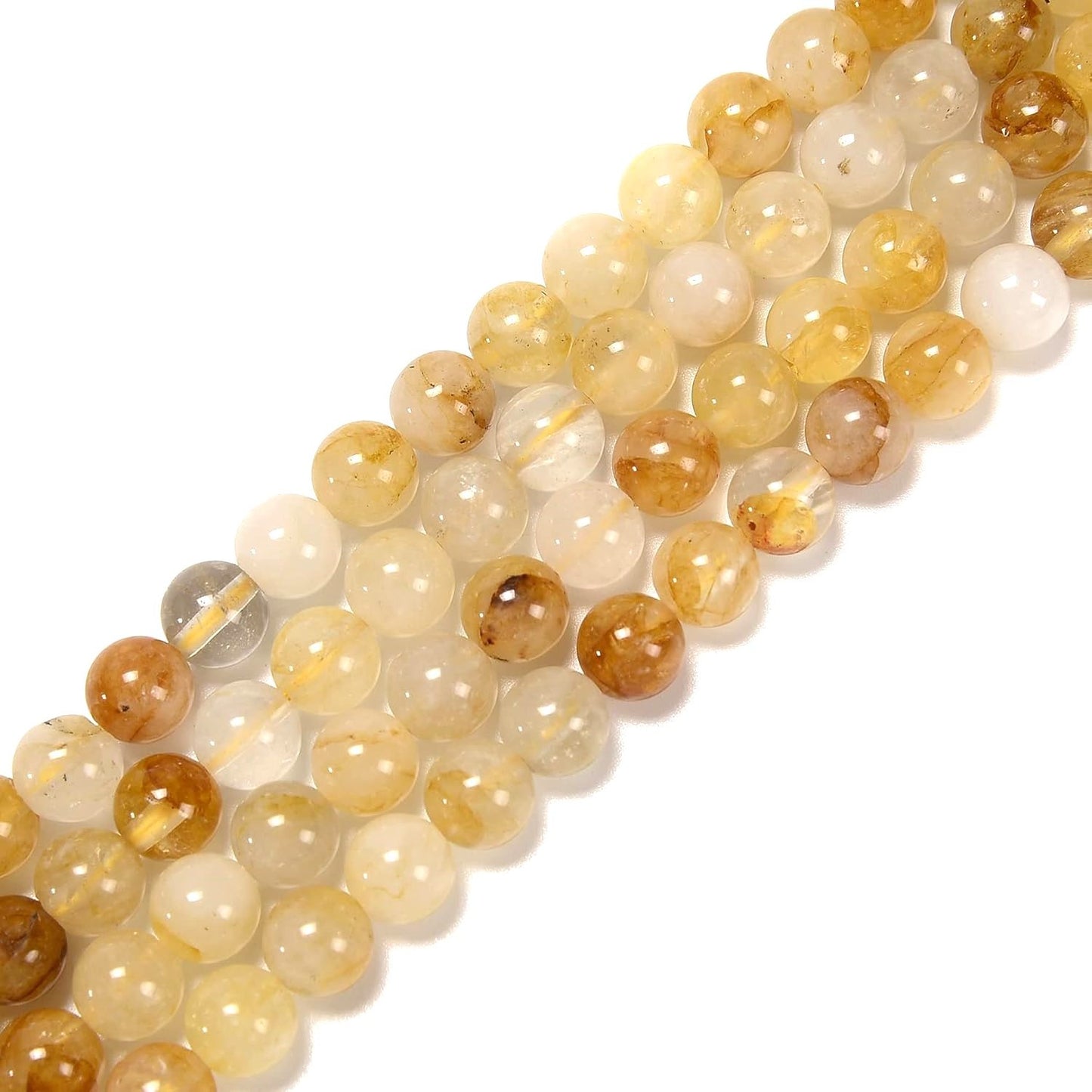 Yellow Golden Healer Quartz Beads Plain Round 8mm Strand Of 45+