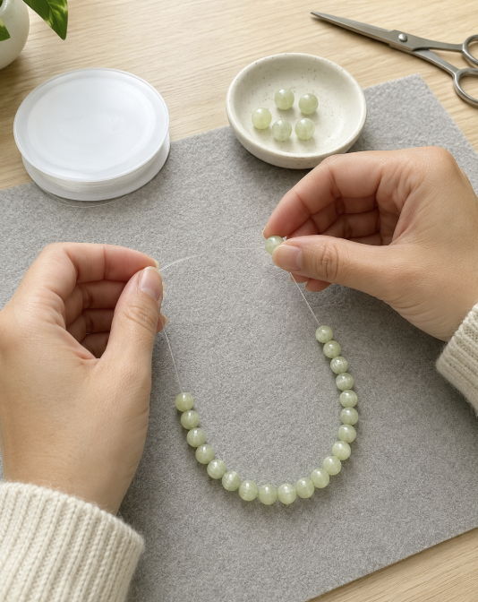 Green Calcite Beads Plain Round 8mm Strand Of 45+