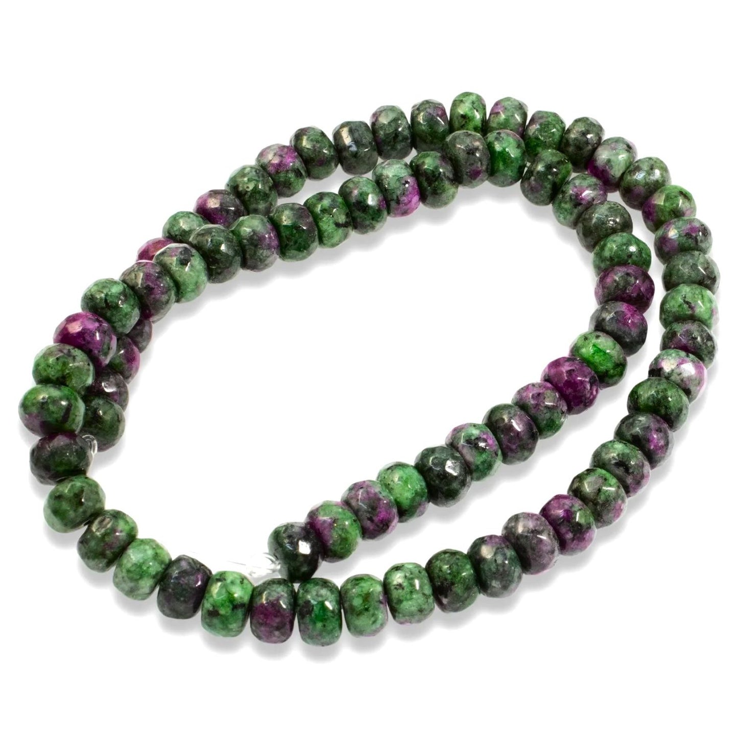 Green/Fuchsia Ruby In Zoisite Beads Faceted Rondelle 5x8mm Strand Of 70+