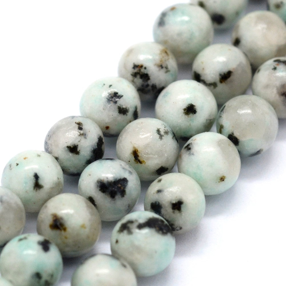 Blue/Grey Sesame Jasper Beads Plain Round 10mm Strand Of 32+