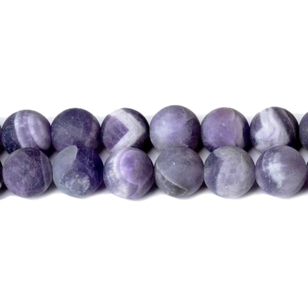 Purple Chevron Amethyst Beads Plain Round 6mm Frosted Strand Of 60+