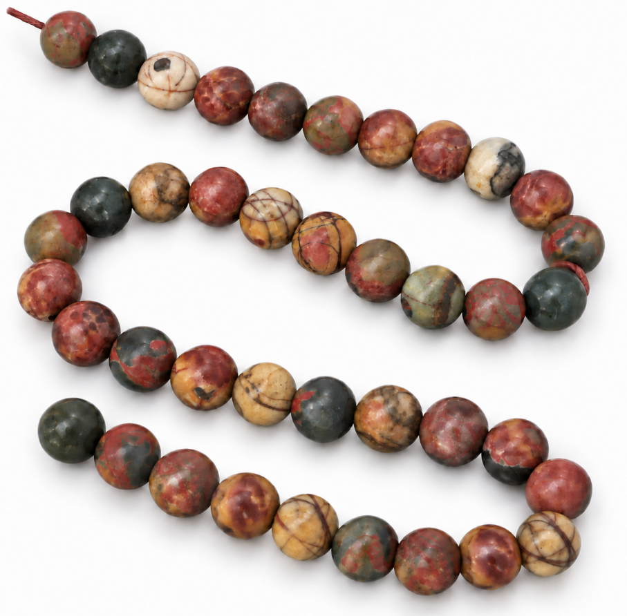 Multicolour Picasso Jasper Beads Plain Round 8mm Strand Of 40+