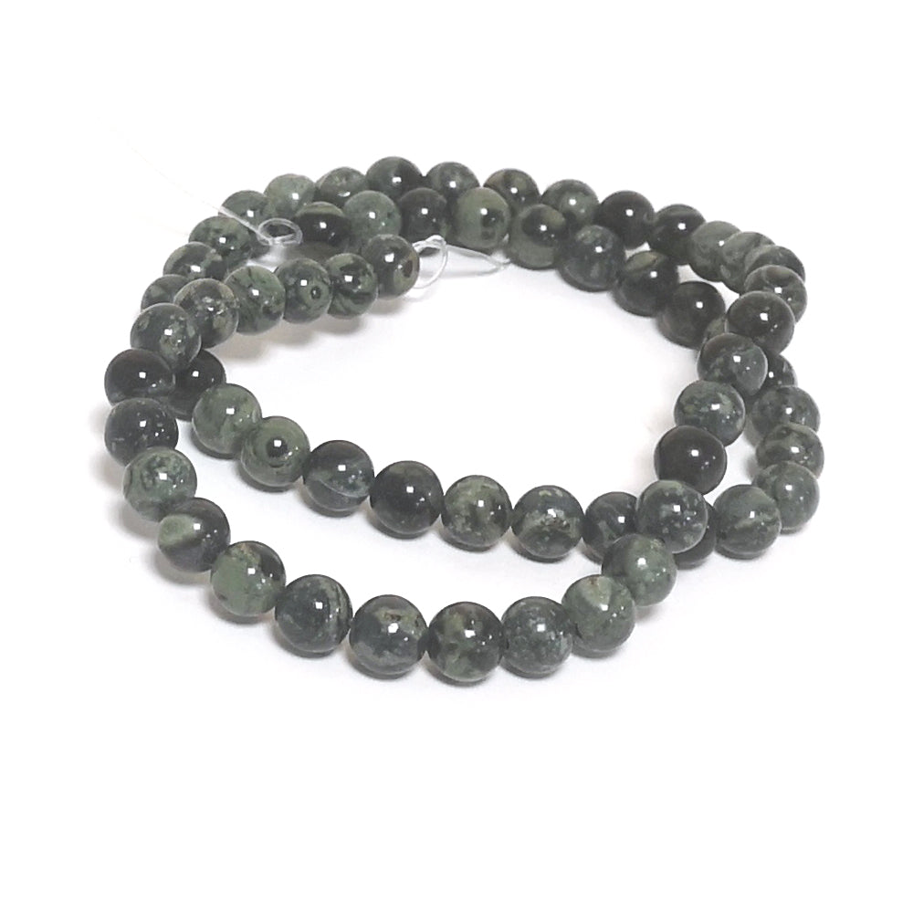 Green/Black Kambaba Jasper Beads Plain Round 6mm Strand Of 60+