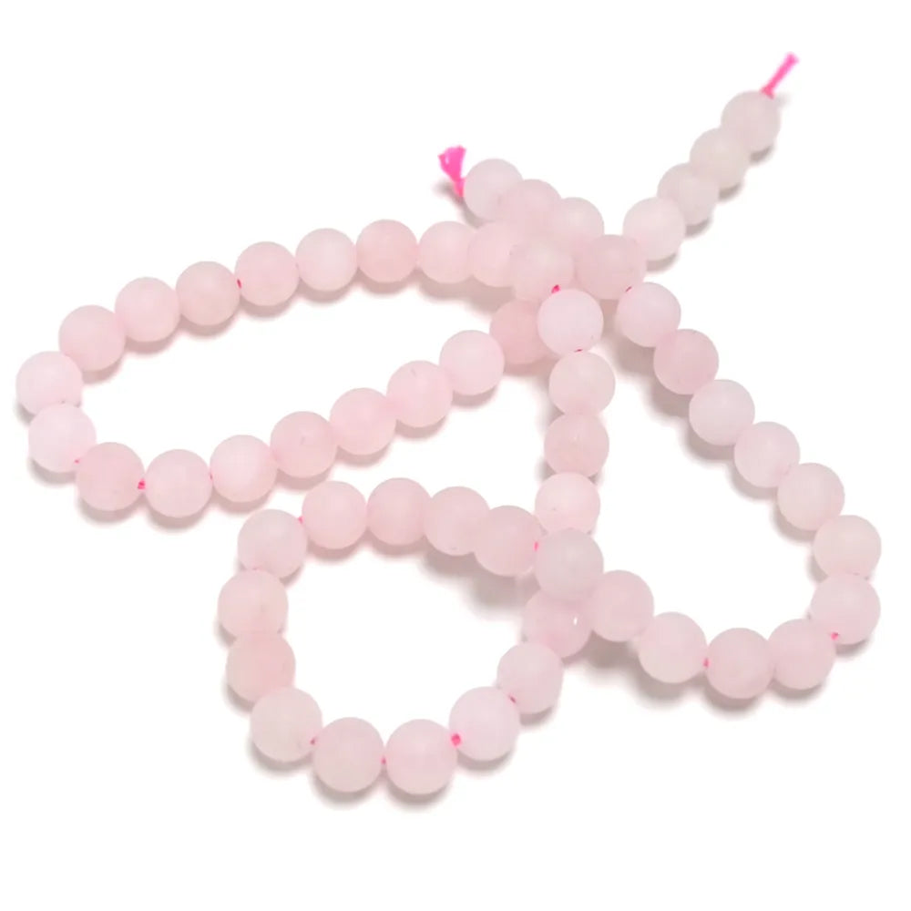 Pink Rose Quartz Beads Plain Round 6mm Frosted Strand Of 57+