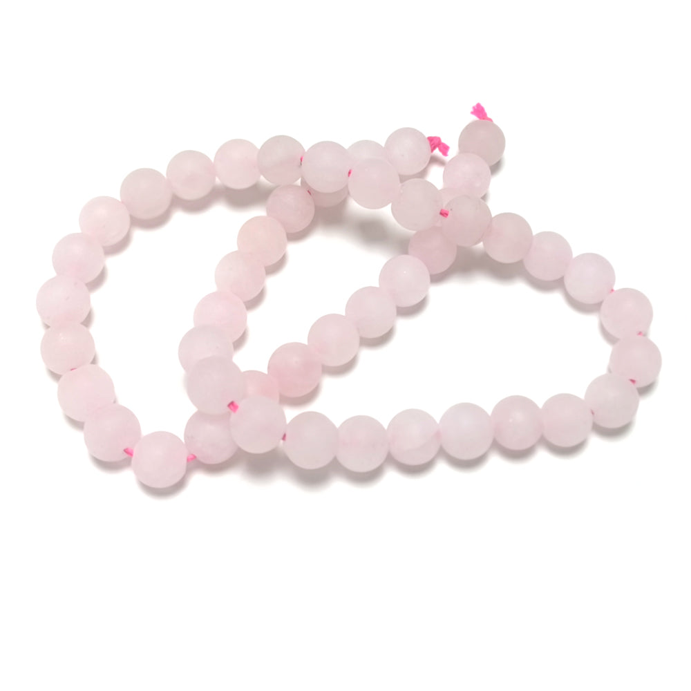 Pink Rose Quartz Beads Plain Round 8mm Frosted Strand Of 45+