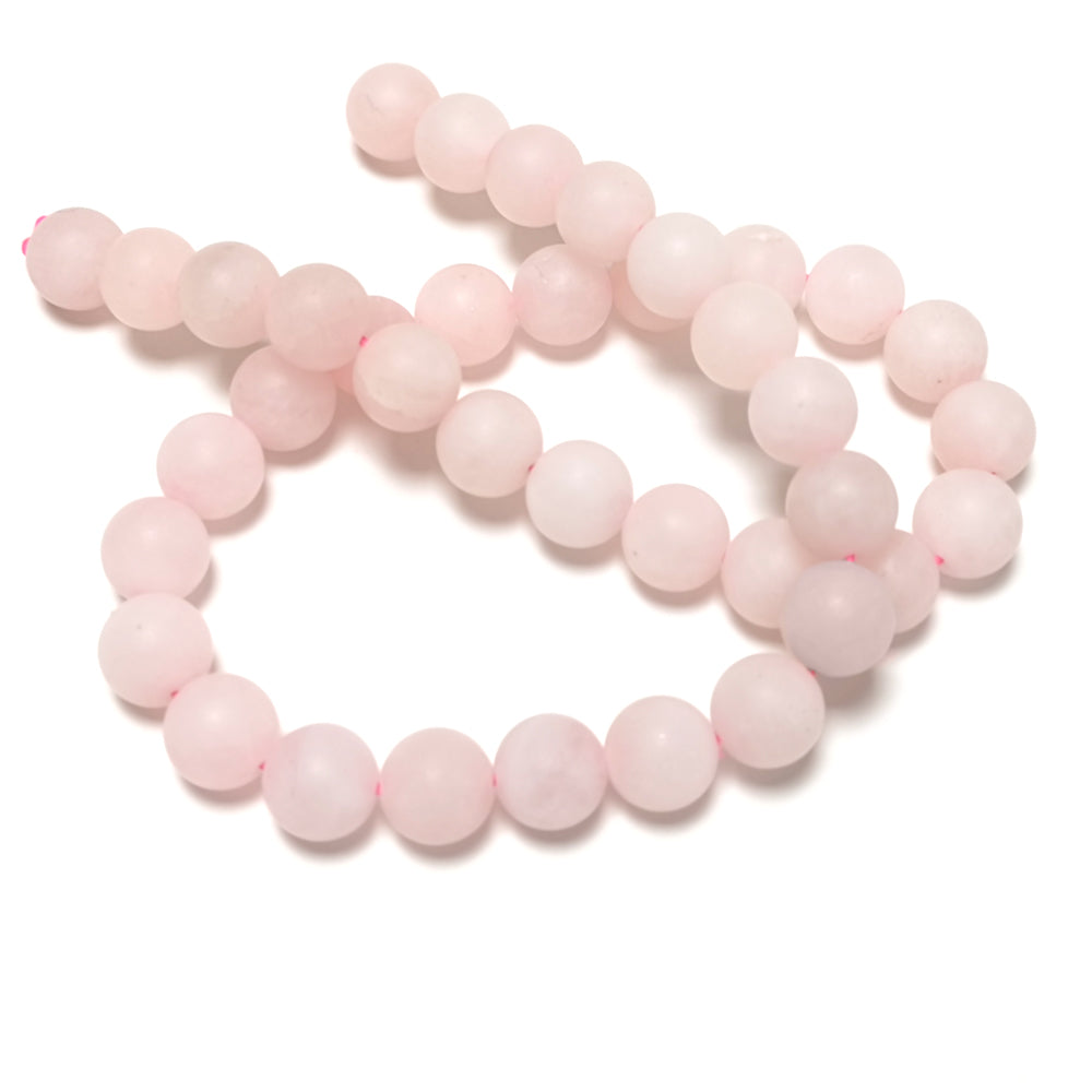 Pink Rose Quartz Beads Plain Round 10mm Frosted Strand Of 35+
