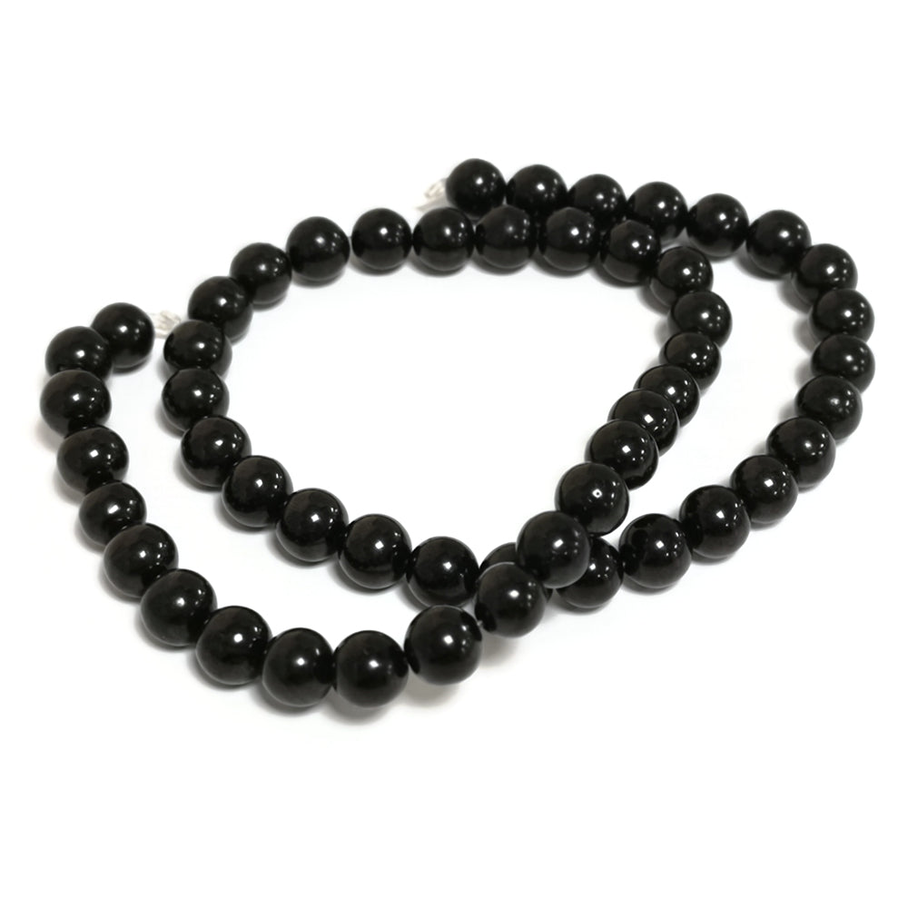 Black Jet Beads Plain Round 8mm Strand Of 45+