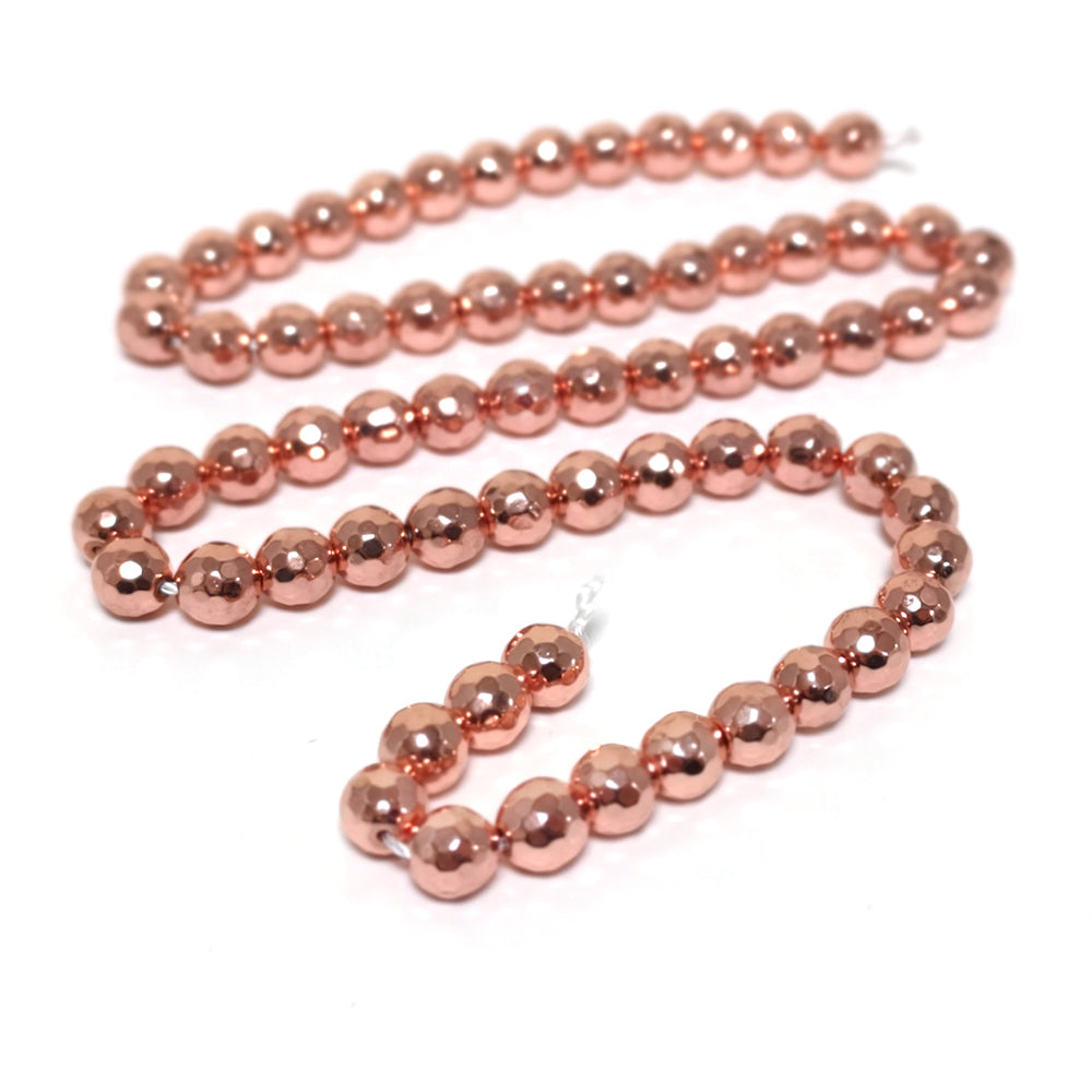 Rose Gold Hematite (Non Magnetic) Beads Faceted Round 6mm Strand Of 60+