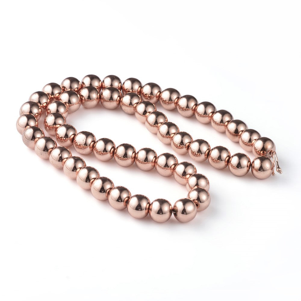 Rose Gold Hematite (Non Magnetic) Beads Plain Round 8mm Strand Of 45+