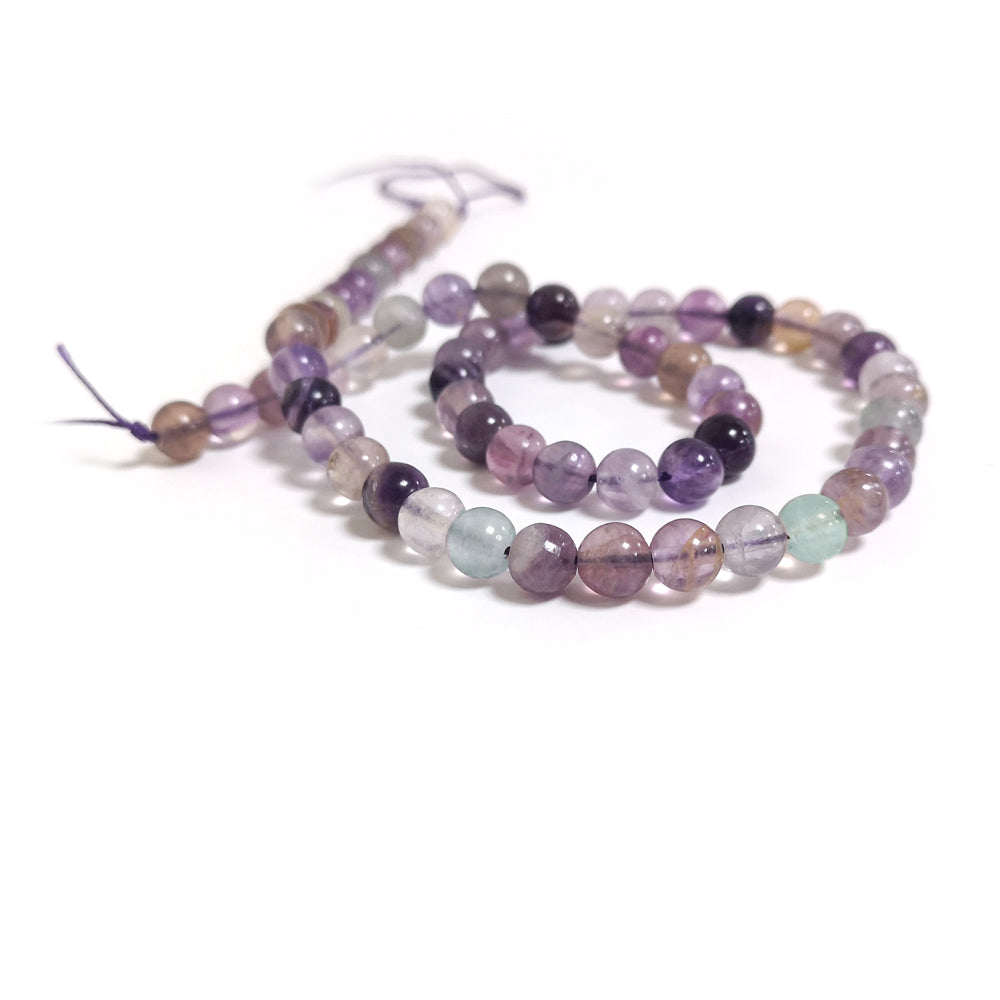 Purple/Lilac Fluorite Beads Plain Round 6mm Strand Of 60+
