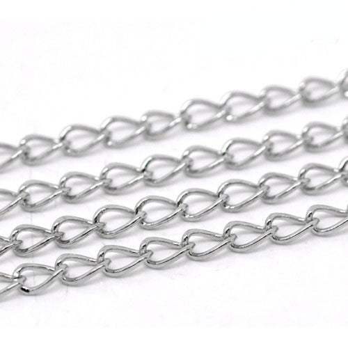 Metal Alloy Curb Chain 6M Silver Tone 3.5mm x 5.5mm Open Links
