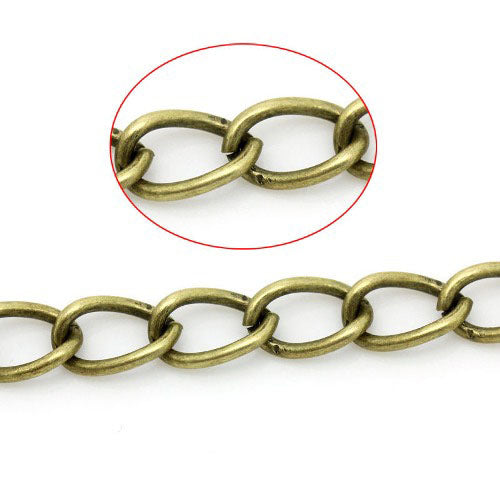 Iron Alloy Curb Chain 3M Antique Bronze 5.5mm x 8.5mm Open Links