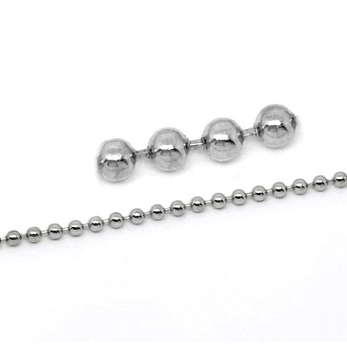 Metal Alloy Ball Chain 10M Silver Tone 2.4mm Links