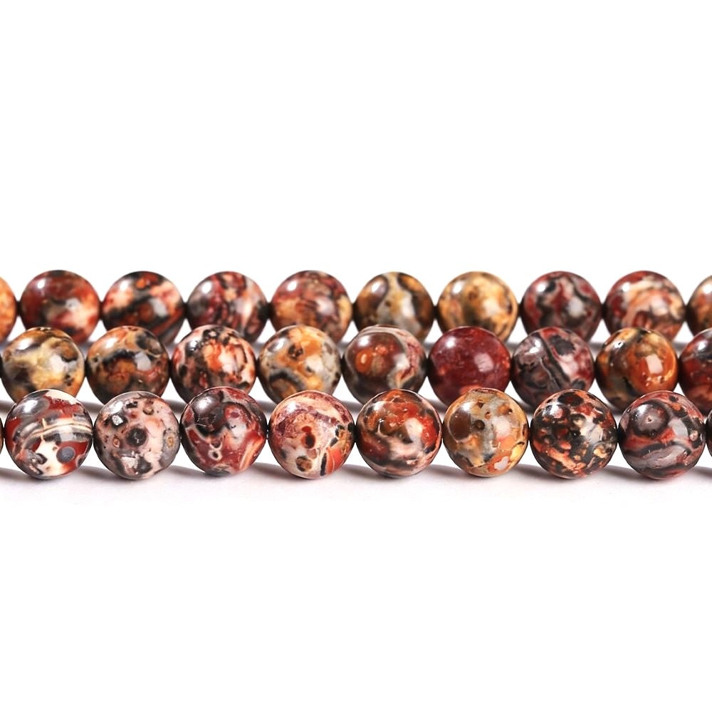 Multicolour Leopardskin Jasper Beads Plain Round 6mm Strand Of 60+
