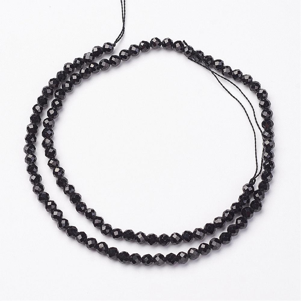 Black Spinel Beads Faceted Round 2mm Strand Of 161+