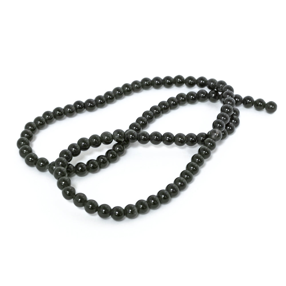 Black Obsidian Beads Plain Round 4mm Strand Of 90+