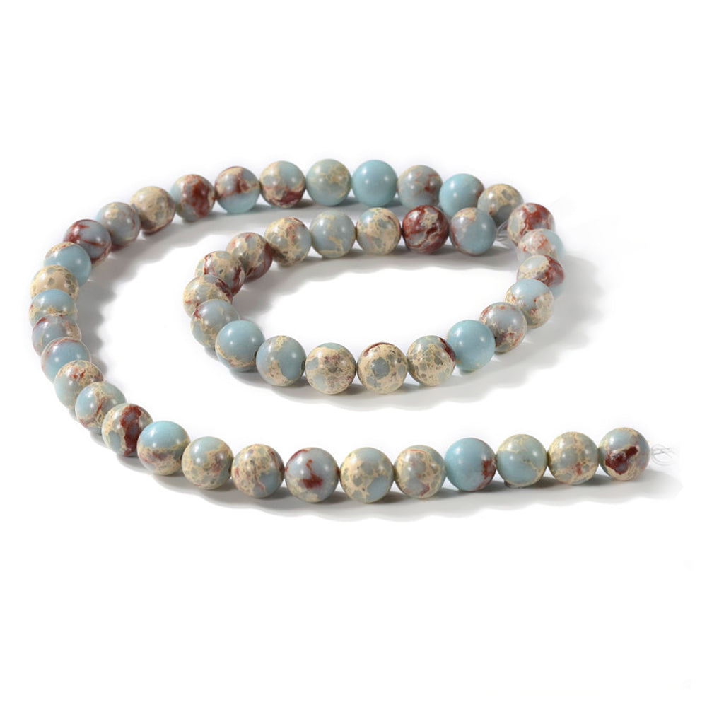 Pale Blue/Red Aqua Terra Jasper Beads Plain Round 8mm Strand Of 46+