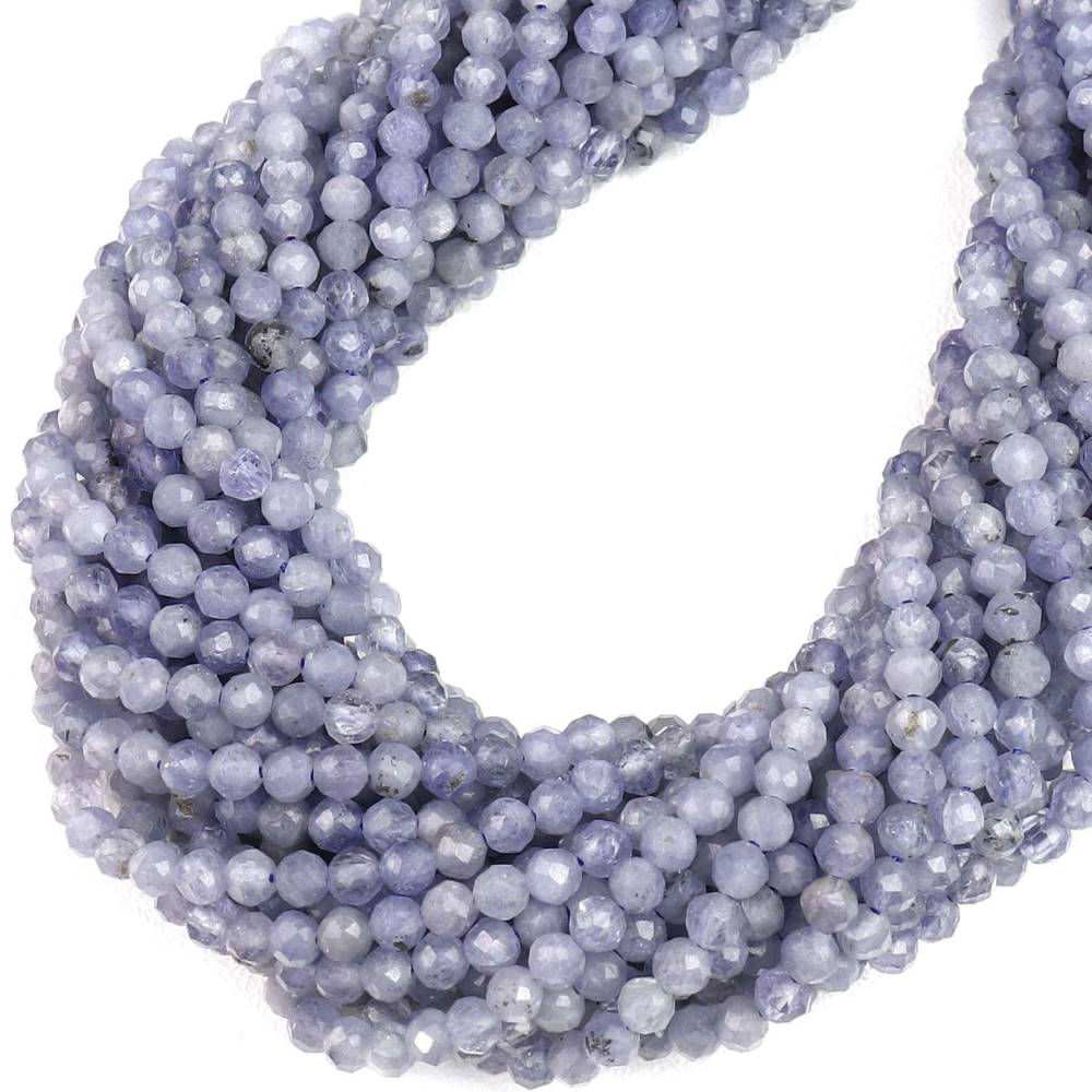 Blue/Lilac Tanzanite Beads Faceted Round 4mm Strand Of 90+