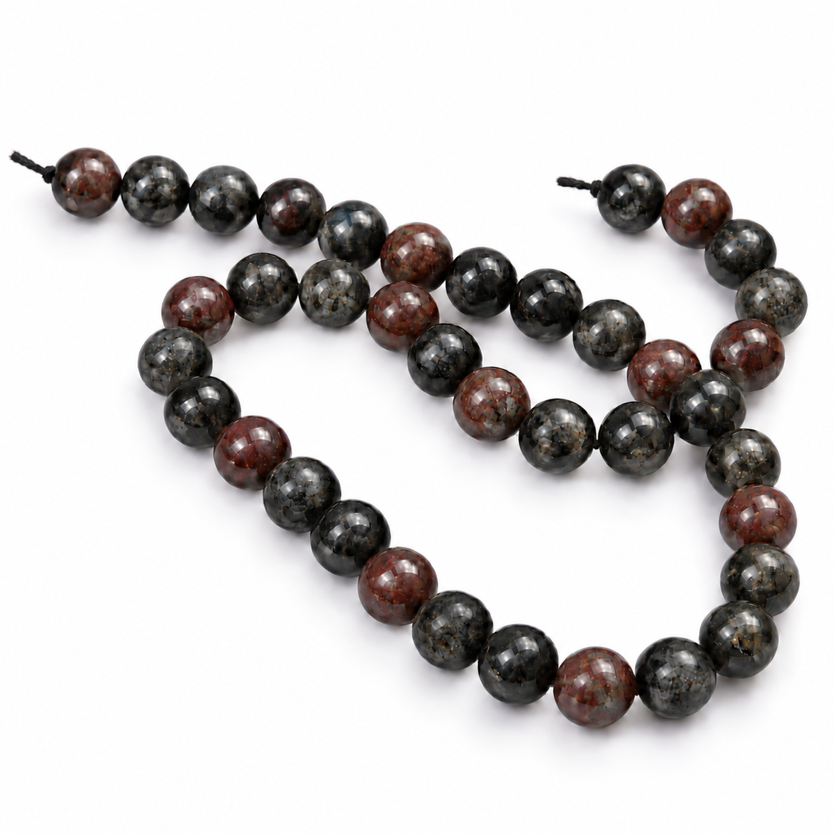 Black/Red Garnet in Astrophyllite Beads Plain Round 8mm Strand Of 45+