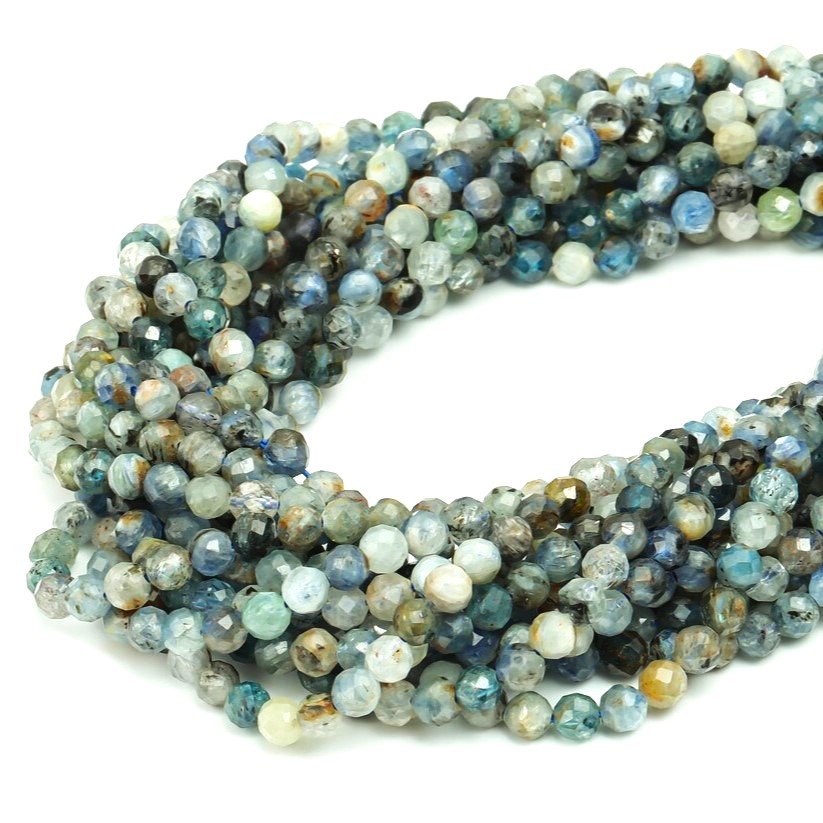 Blue/Brown Kyanite Beads Faceted Round 4mm Strand Of 90+