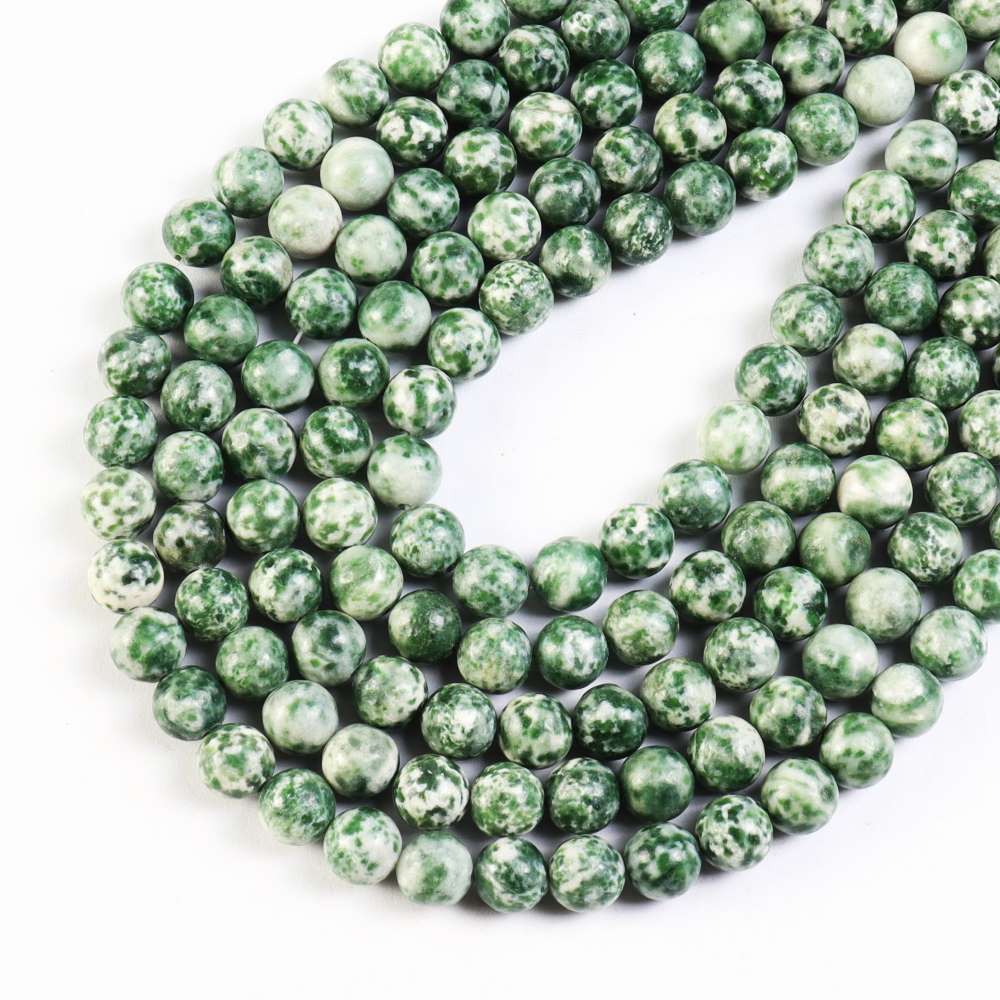Green/White Camouflage Jasper Beads Plain Round 6mm Strand Of 60+