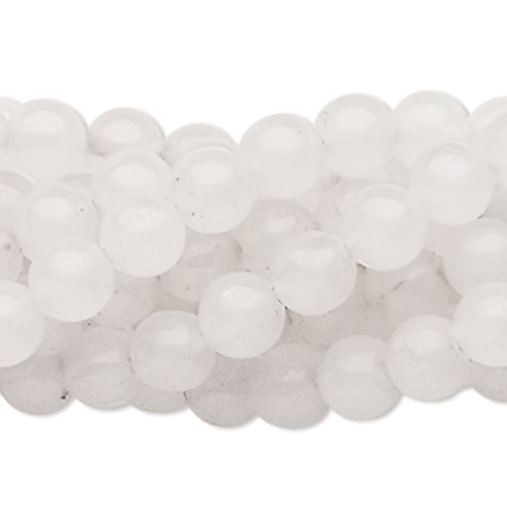 A strand of 92+ snow quartz beads, white in colour, 4mm in size, round shaped