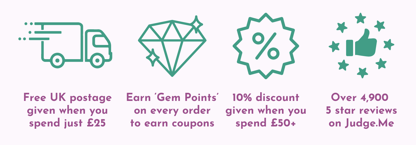 Free Postage, Gem Points, Discounts, Reviews