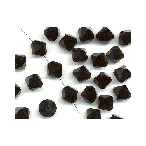 Black Czech Crystal Beads Faceted Bicone 3mm Strand Of 114+