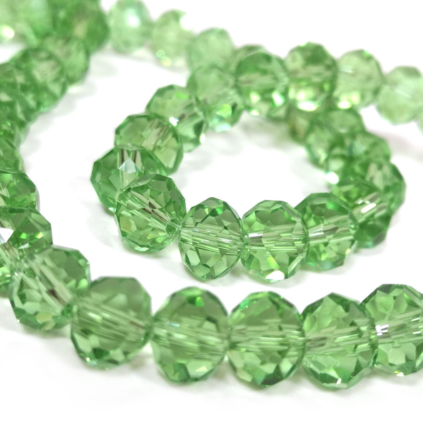 Green Czech Crystal Beads Faceted Rondelle 6x8mm Strand Of 65+