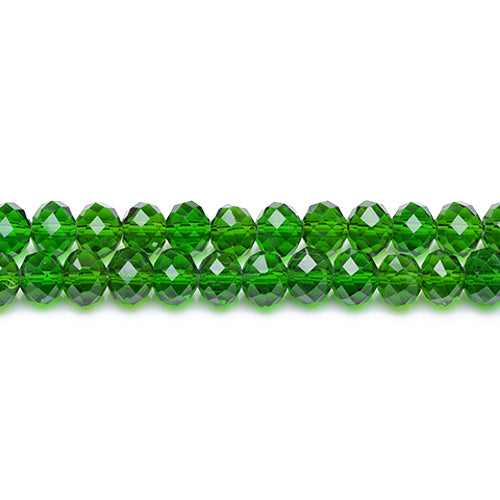 Bright Green Czech Crystal Beads Faceted Rondelle 6x8mm Strand Of 65+