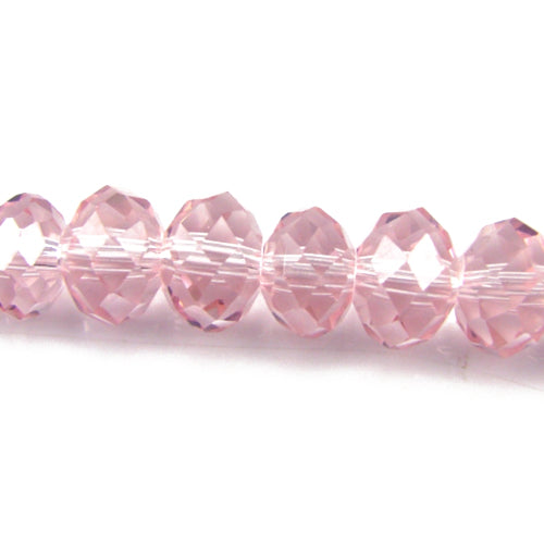 Pale Pink Czech Crystal Beads Faceted Rondelle 6x8mm Strand Of 65+
