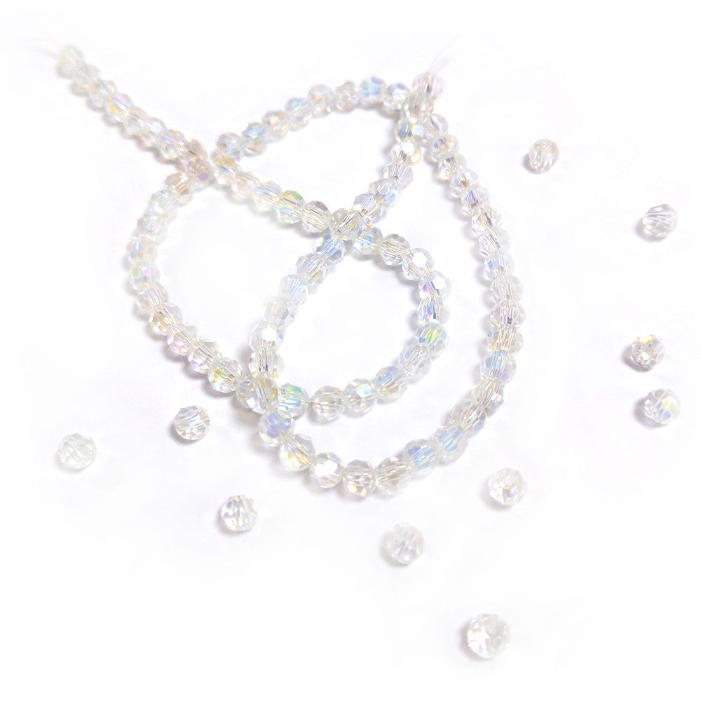Clear Czech Crystal Beads Faceted Round 4mm AB Strand Of 94+