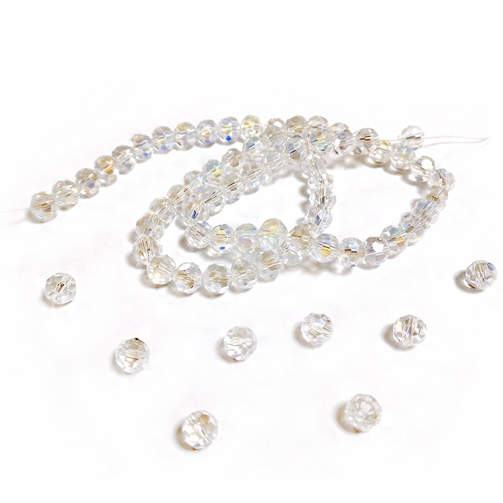 Clear Czech Crystal Beads Faceted Round 8mm AB Strand Of 70+