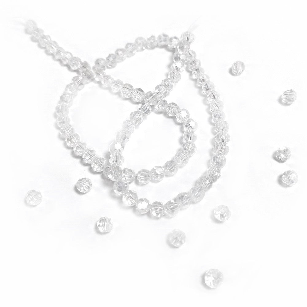 Clear Czech Crystal Beads Faceted Round 4mm Strand Of 91+
