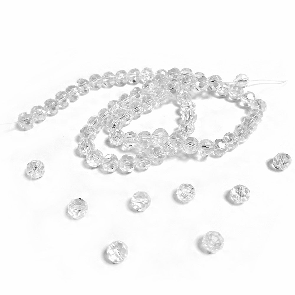 Clear Czech Crystal Beads Faceted Round 8mm Strand Of 66+