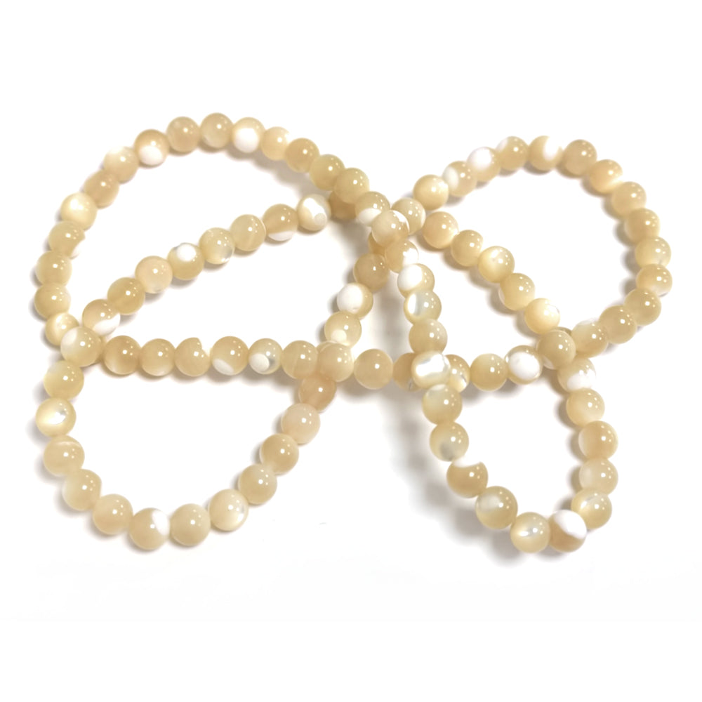 Cream Mother Of Pearl Beads Plain Round 4mm Strand Of 95+