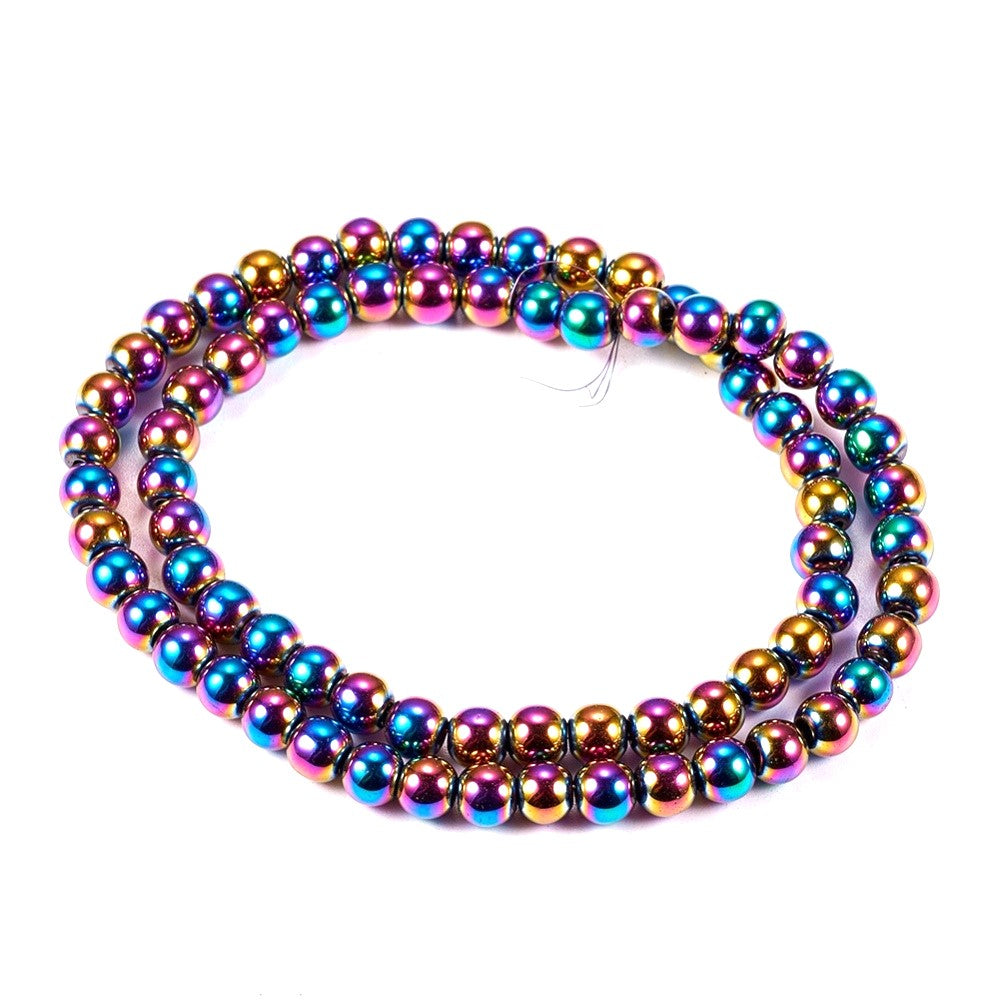 Rainbow Hematite (Non Magnetic) Beads Plain Round 6mm Strand Of 62+