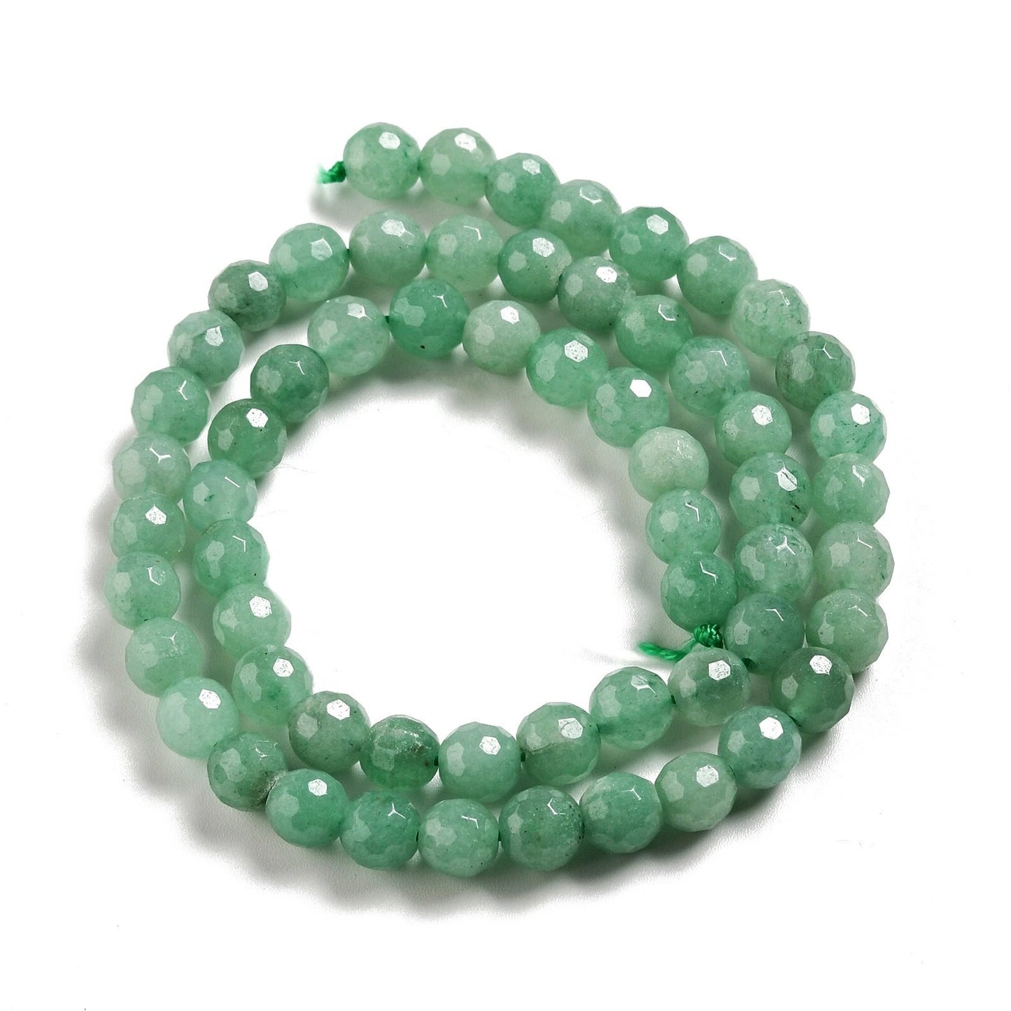 Green Aventurine Beads Faceted Round 6mm Strand Of 62+