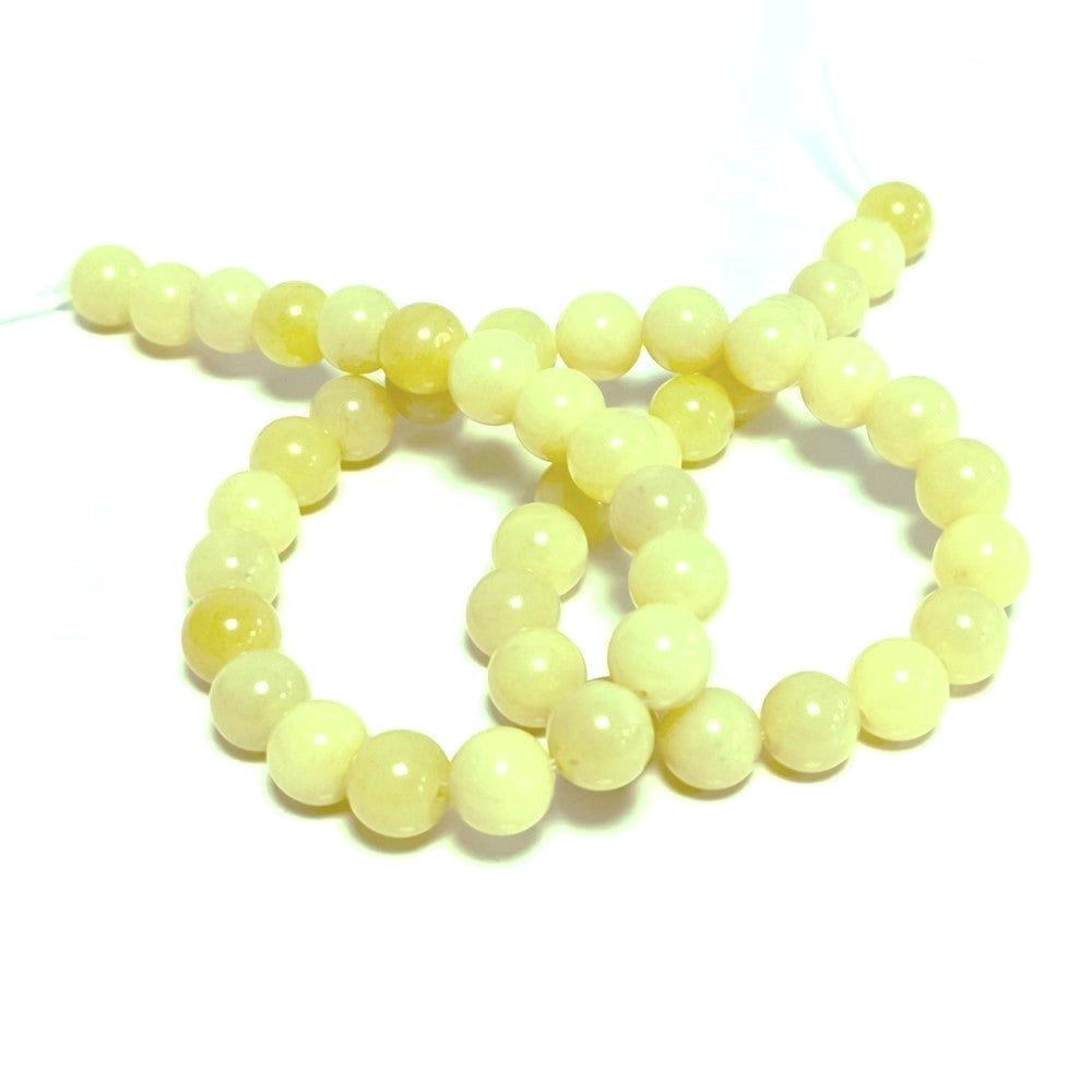 Yellow Serpentine Beads Plain Round 8mm Strand Of 45+