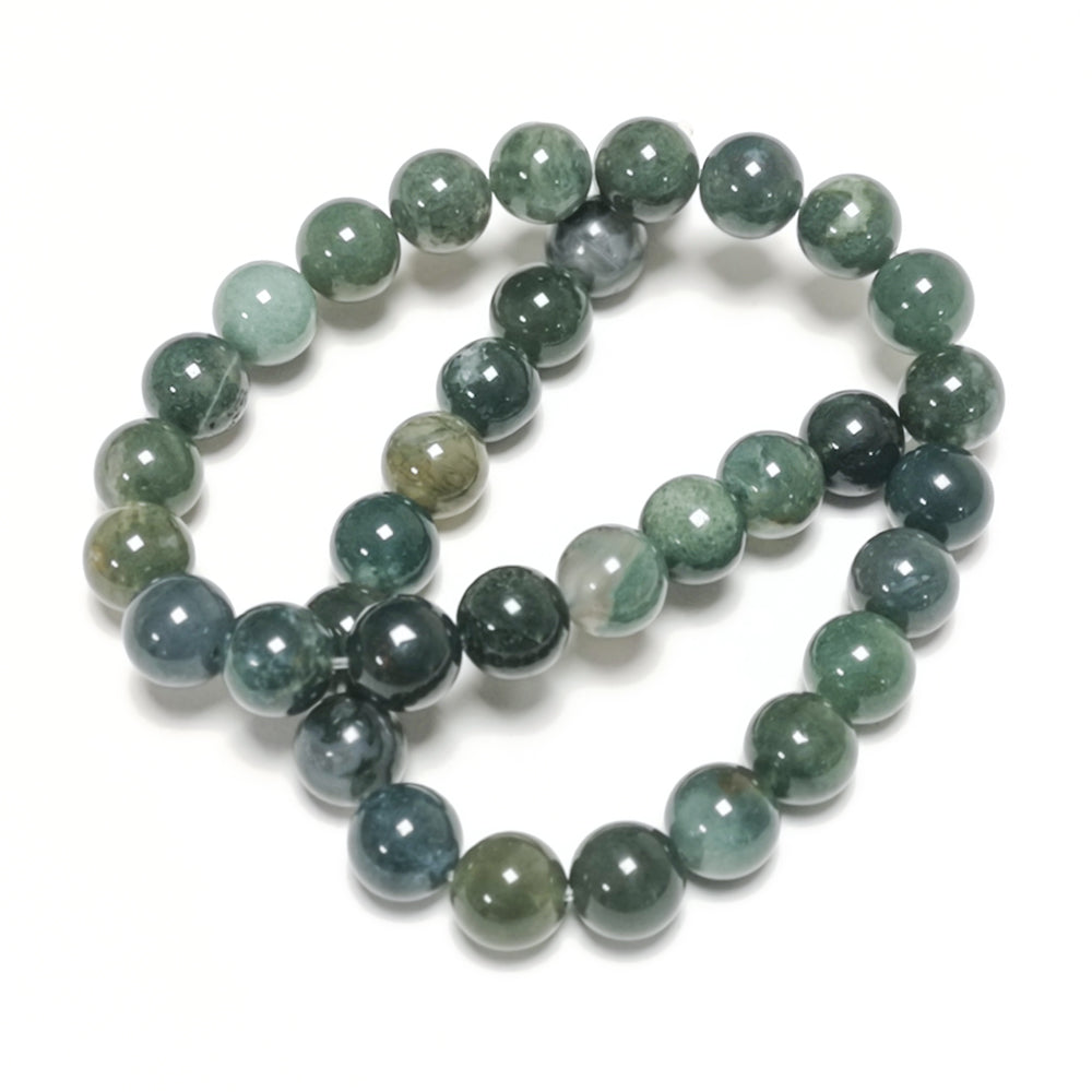 Green Moss Agate Beads Plain Round 10mm Strand Of 36+