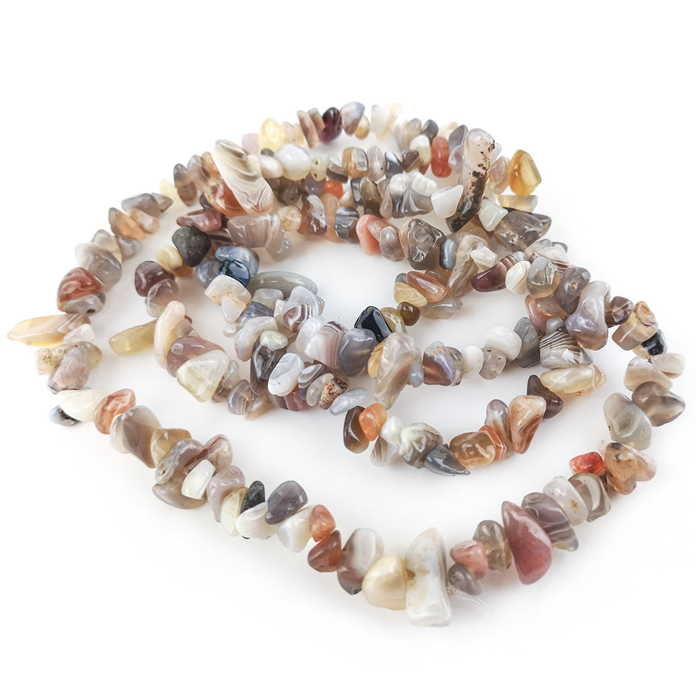 Brown/Grey Botswana Agate Beads Chip 5-8mm Long Strand Of 240+