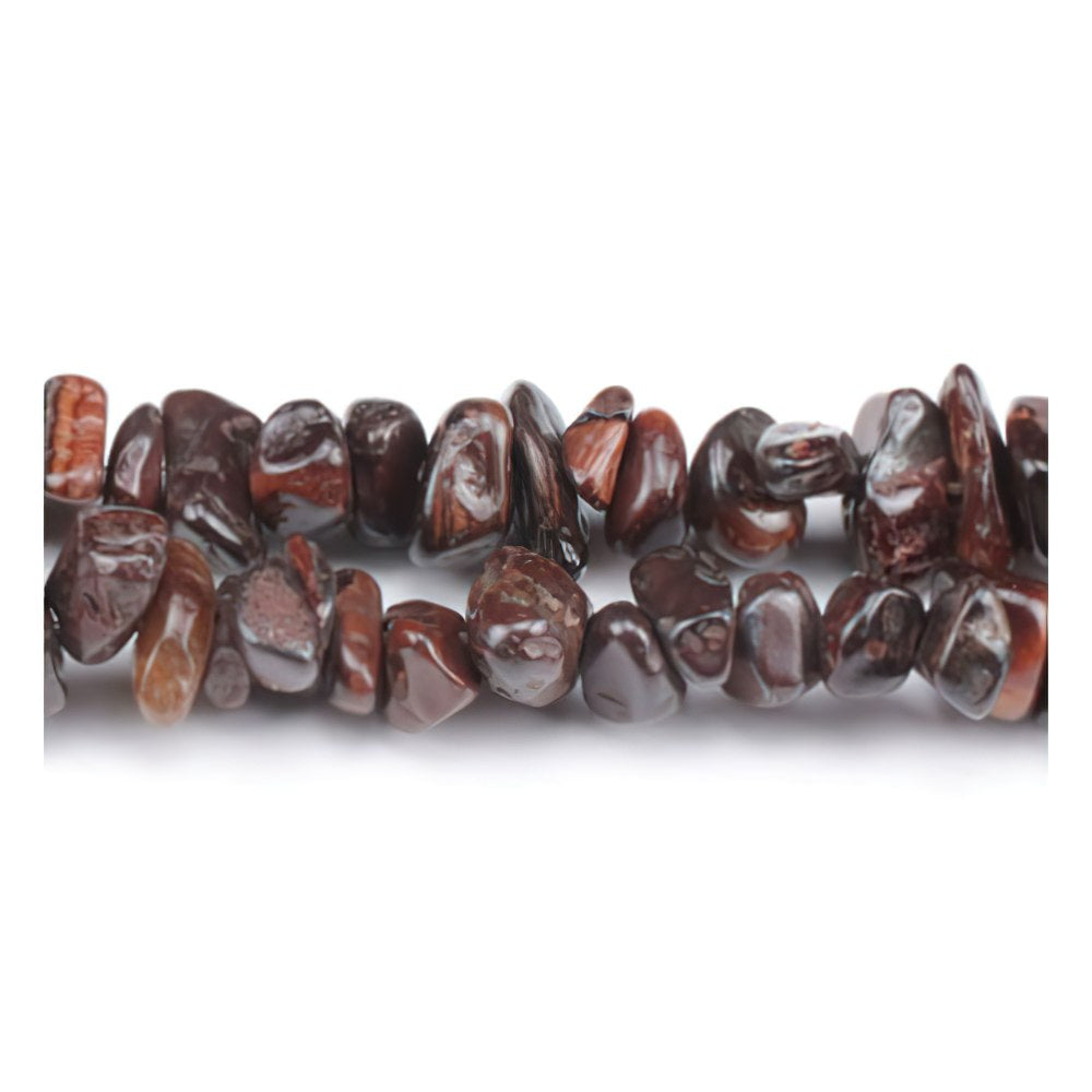 A strand of 240+ tiger eye beads, red and brown in colour, 5-8mm in size, chip shaped
