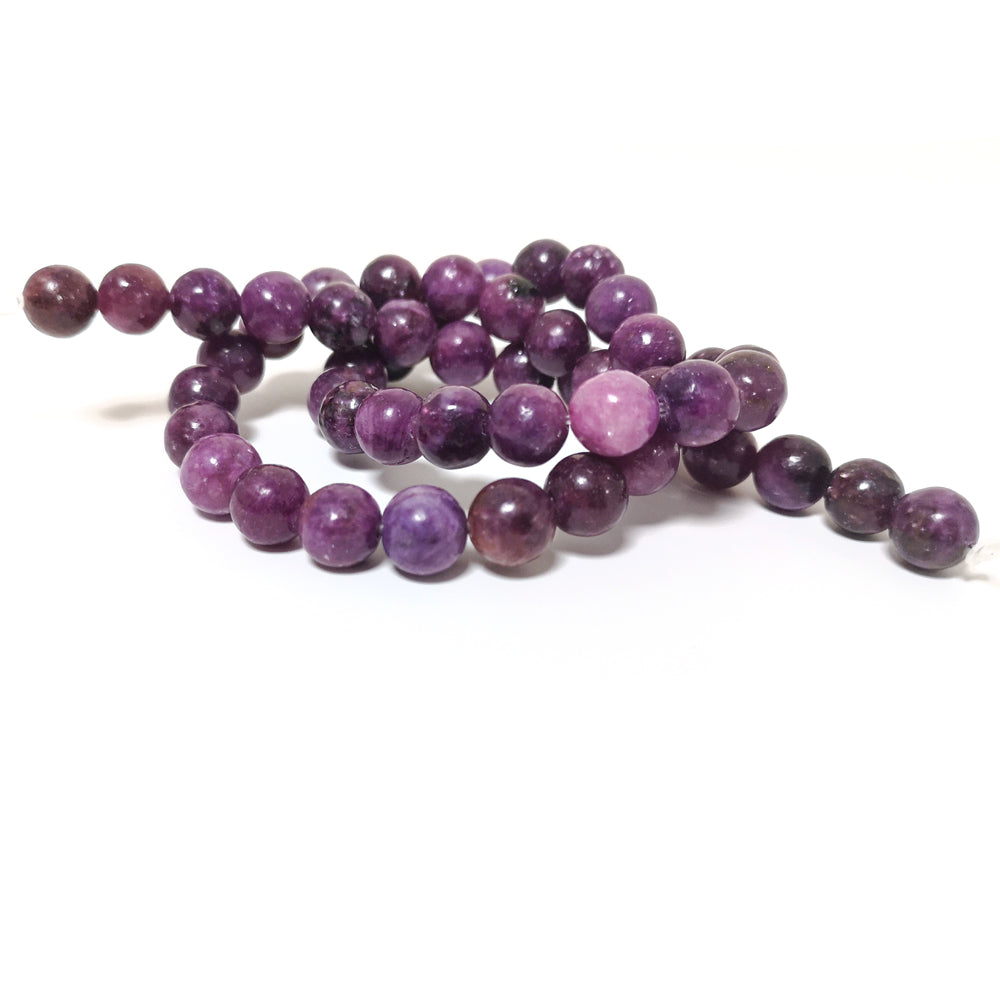 Purple Lepidolite Beads Plain Round 8mm Strand Of 48+