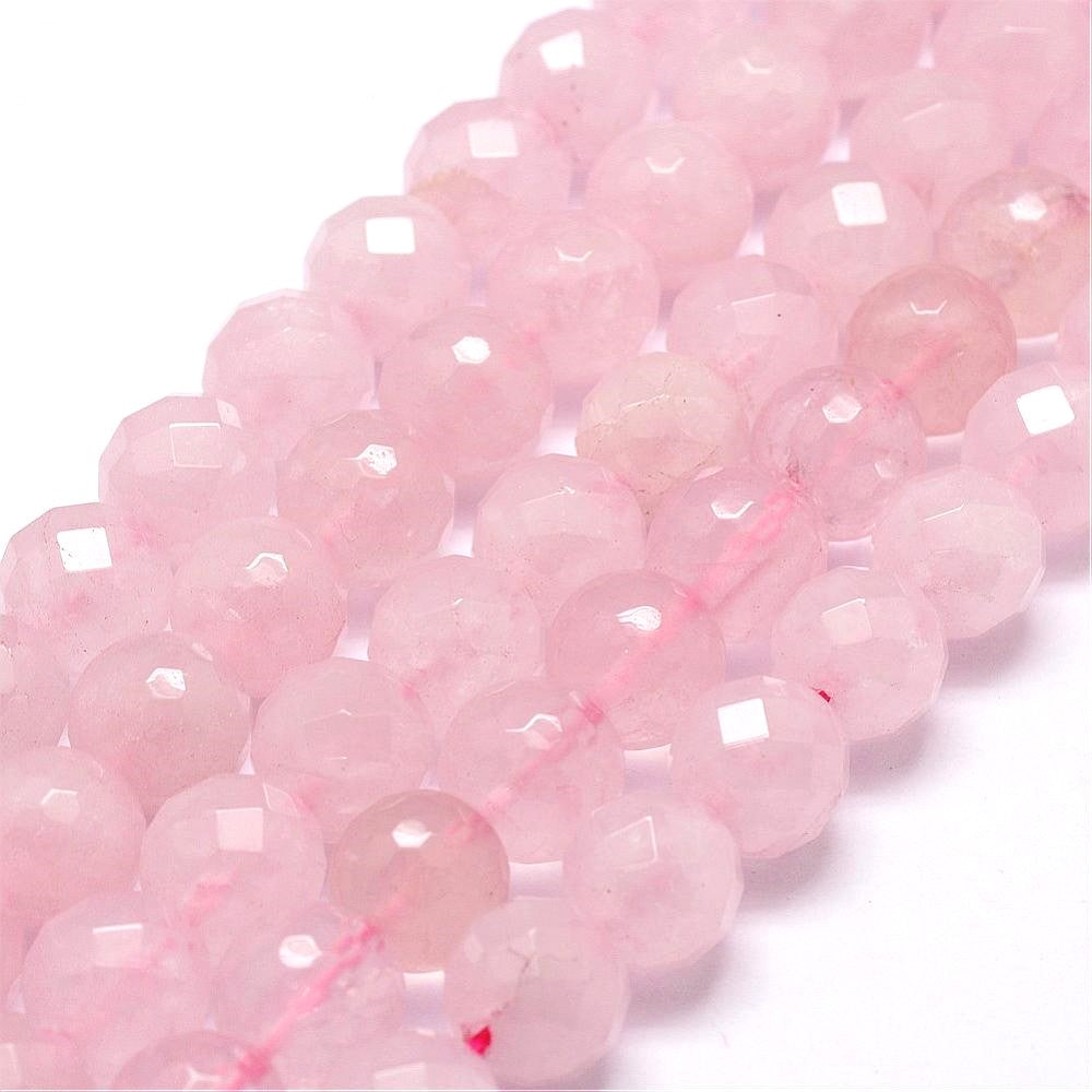Pink Rose Quartz Beads Faceted Round 6mm Strand Of 60+