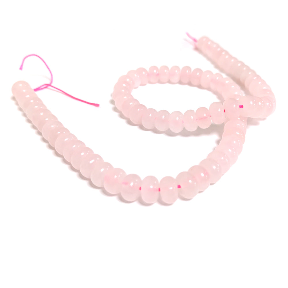 Pink Rose Quartz Beads Plain Rondelle 5x8mm Strand Of 69+
