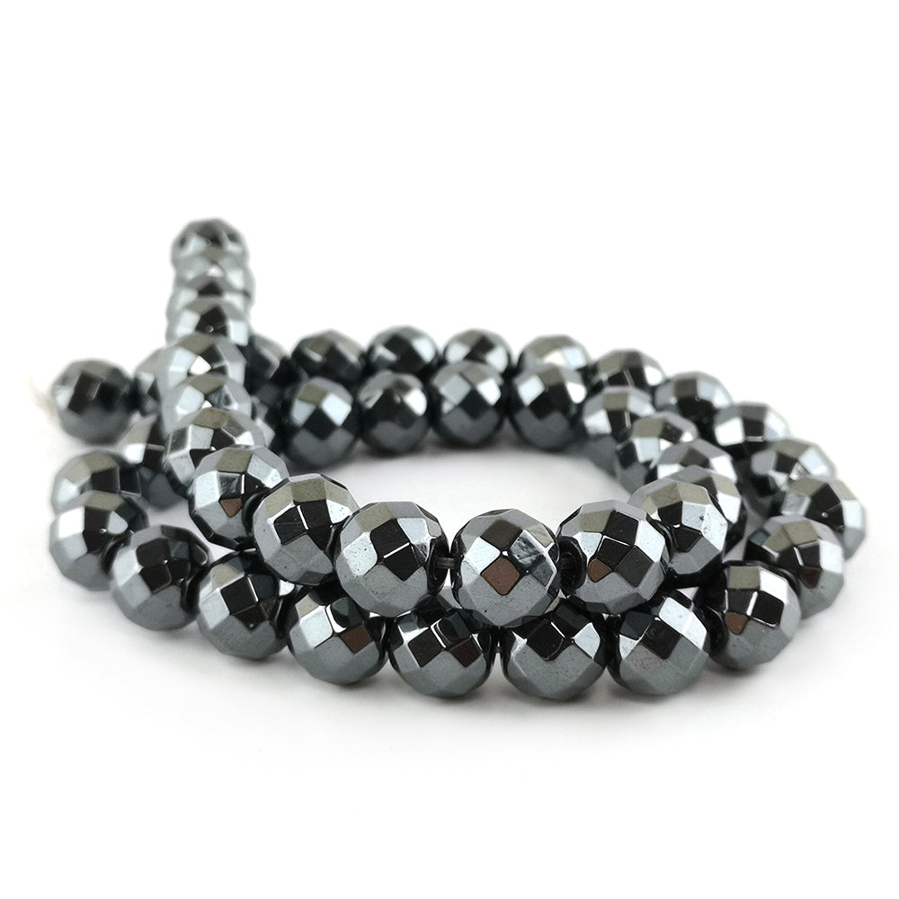 Grey Hematite (Non Magnetic) Beads Faceted Round 8mm Strand Of 45+